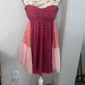 Free People Straplass Boho Patchwork Dress Small